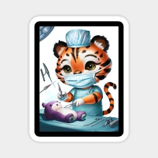 Cute Kawaii tiger as a surgeon Magnet