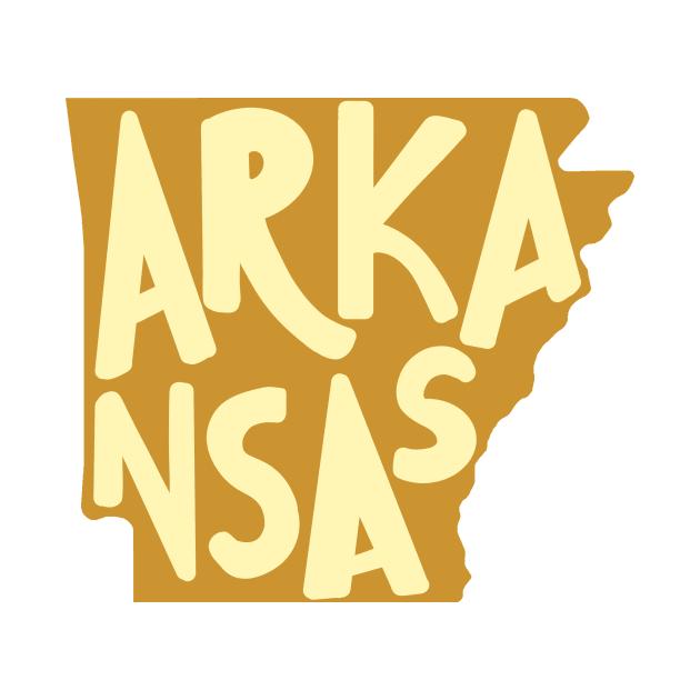 Arkansas Doodle Letters Map Outline-yellow by emilystp23