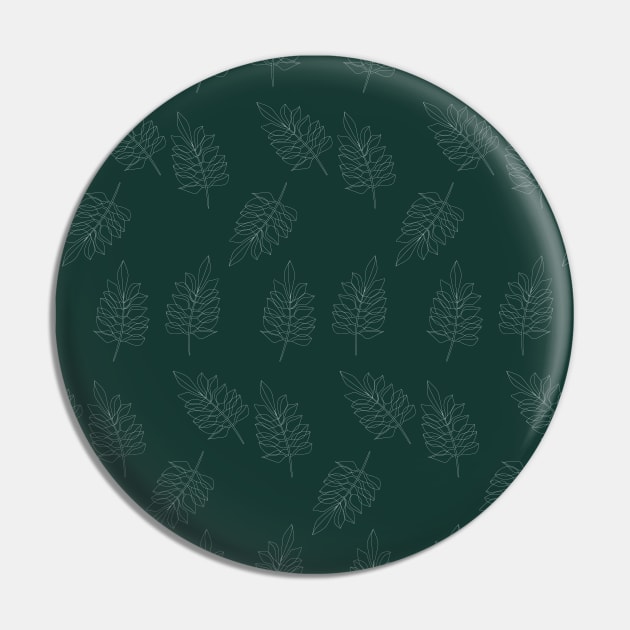 Forest Green, Leaf Botanical Pattern, Line Art, Minimalist Pin by Colorable