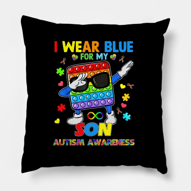 Poplt Dab I Wear Blue For My Son Puzzle Autism Awareness Pillow by Brodrick Arlette Store