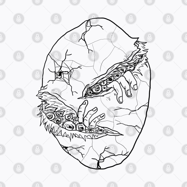 Egg Monster Horror Black Lineart by Moonwing