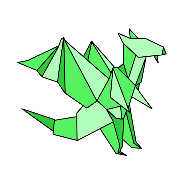 Green origami dragon by CalliesArt