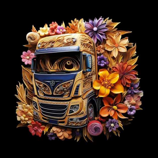 A Truck With Flowers Surrounding Truck Driver Wife by Positive Designer