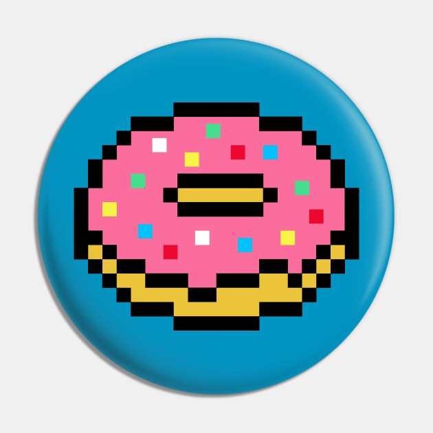 Pink Pixel Doughnut Pin by SpaceAlienTees