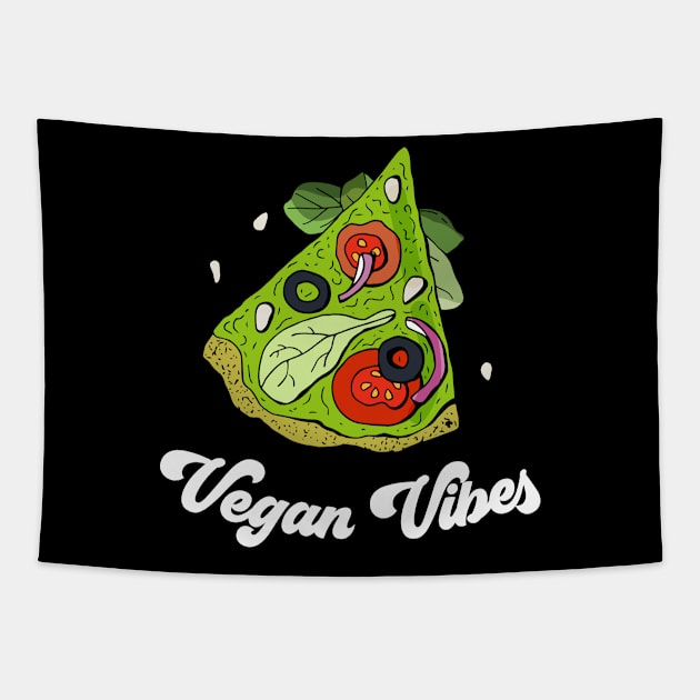 Vegan Vibes Veggie Pizza Tapestry by Whimsical Frank