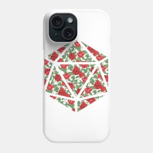 Red Rose Vintage Pattern Silhouette D20 - Subtle Dungeons and Dragons Design Phone Case