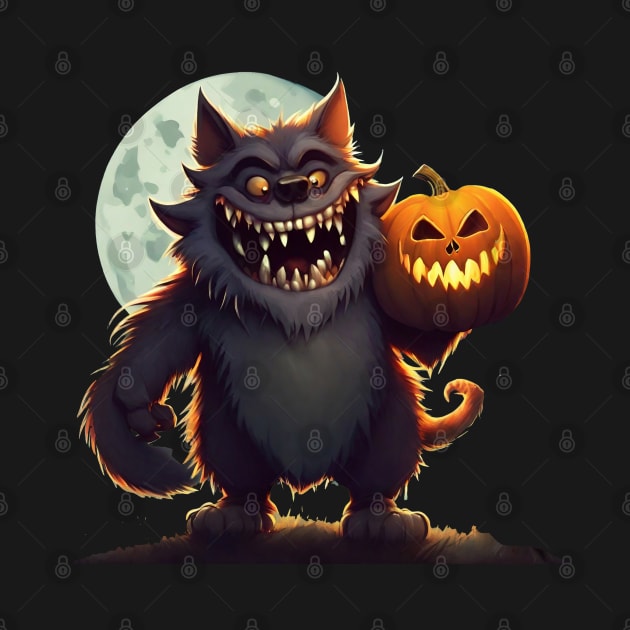 Halloween Little Werewolf with Pumpkin by ArtDeKong