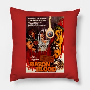 Classic Horror Movie Poster - Torture Chamber of Baron Blood Pillow