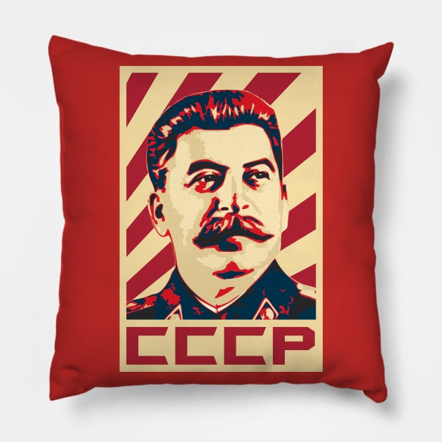 Joseph Stalin CCCP Retro Propaganda Pillow by Nerd_art
