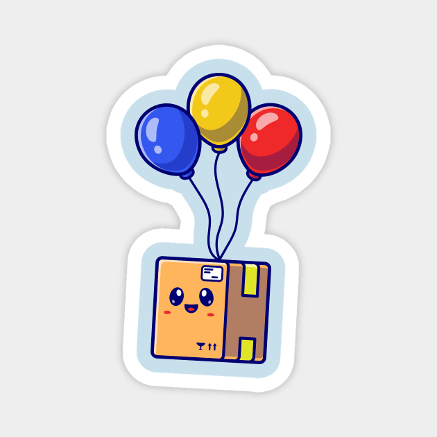 Cute Box Floating With Balloon Vector cartoon Magnet by Catalyst Labs