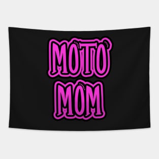 Moto Mom Pink and Black Text Tapestry