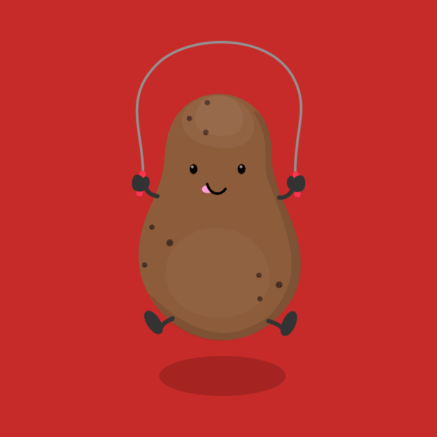 Cute happy potato jumping rope cartoon by FrogFactory