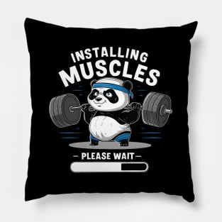 Muscle Building Fitness Panda Weight Lifting Barbell Workout Pillow