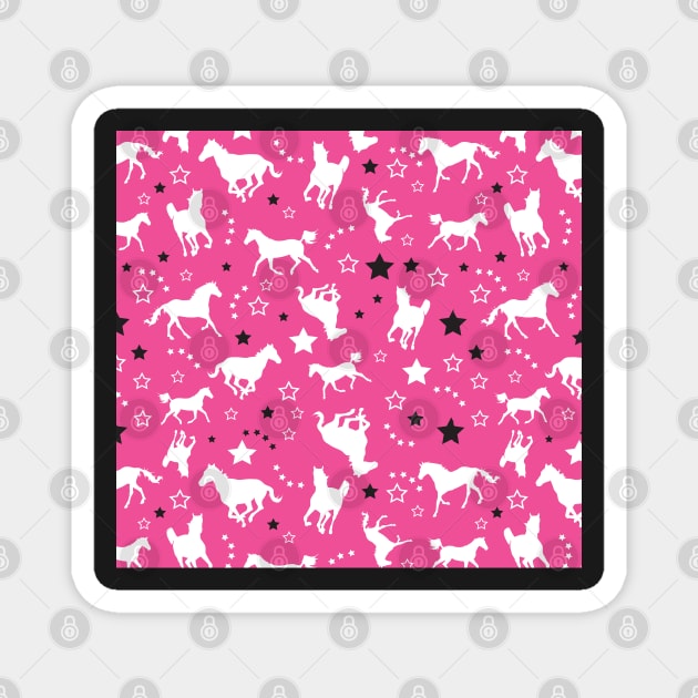 Pink Equestrian Horse Pattern Western Stars Cowgirl Equine Patterns Magnet by JessDesigns