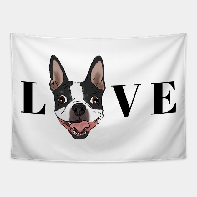 Boston Terrier LOVE, Cartoon Boston Terrier, Cute Tapestry by sockdogs