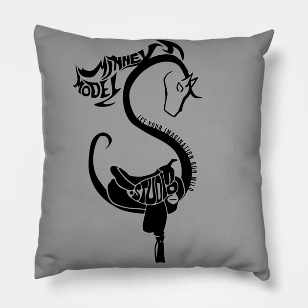 Minney Model Logo Black & White Pillow by Minney Model Studio