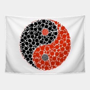Yin Yang Black and Red Graphic Design Tapestry