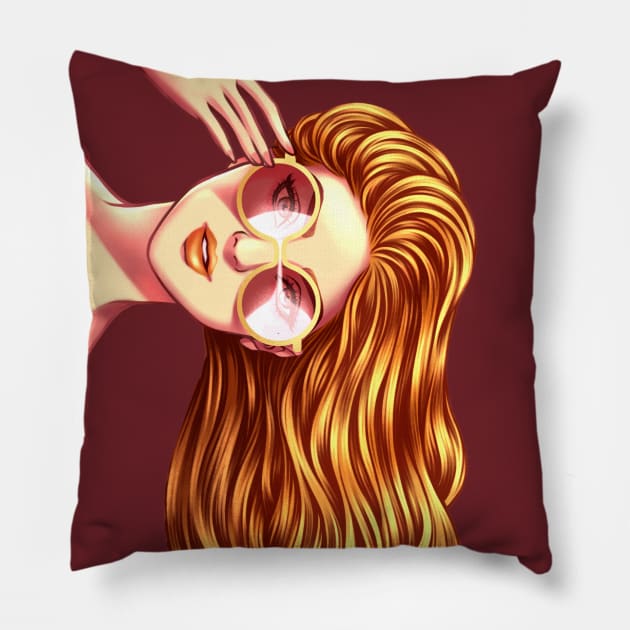 Sandtime Glasses Girl Pillow by art4anj