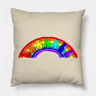 Rainbow of Cats Pillow