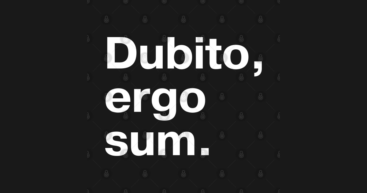 Dubito Ergo Sum Chi Lo Disse "Dubito, ergo sum." in plain white letters - I doubt, therefore I am