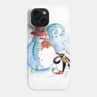 SNOWMAN AND  WINTER SERENADE OF VIOLINIST PENGUIN Phone Case