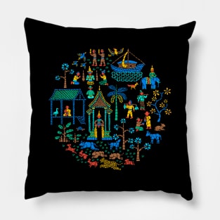 Temple Mosaic - Black Pillow