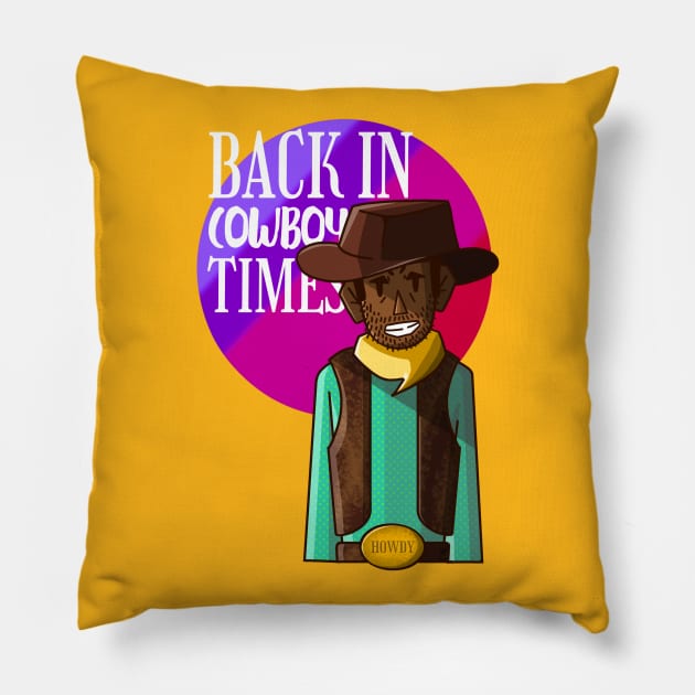 "Back In Cowboy Times" Cowboy Art Pillow by Nessley_Art