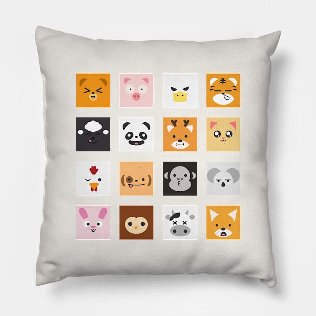 Animal Faces Pillow by Johnitees