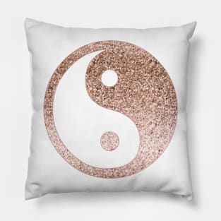 Sparkling rose gold yin yang Pillow