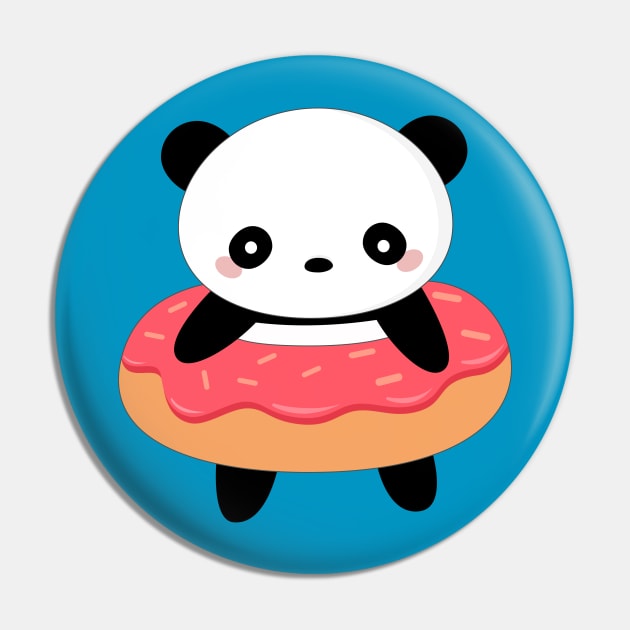 Kawaii Panda Bear Donut Pin by happinessinatee