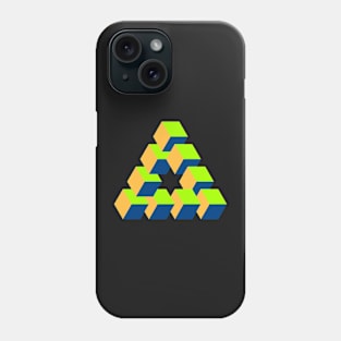 Cubes Optical Illusion in Green, Orange and Blue Phone Case