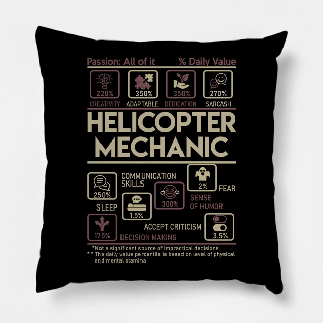 Helicopter Mechanic T Shirt - Multitasking Daily Value Gift Item Tee Pillow by candicekeely6155