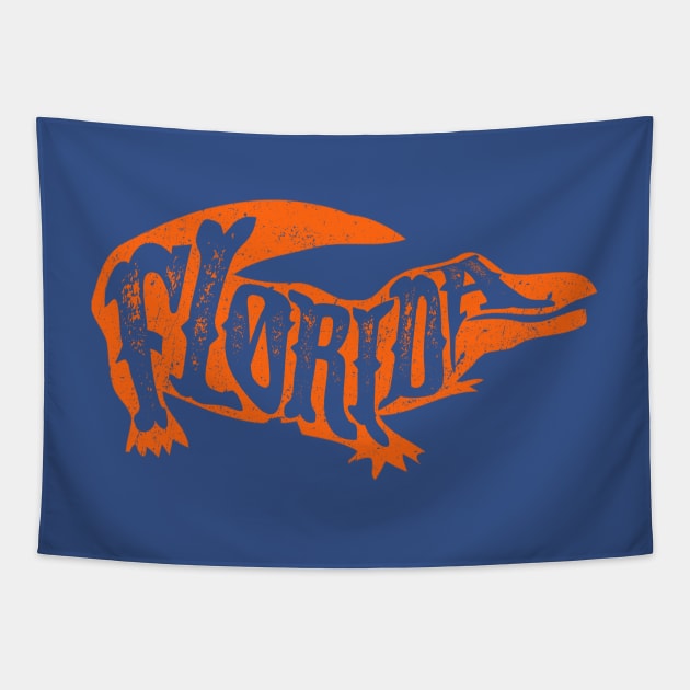 Orange Gator w/ Florida Cutout Tapestry by joshp214