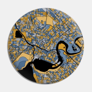 Perth Map Pattern in Blue & Gold Pin