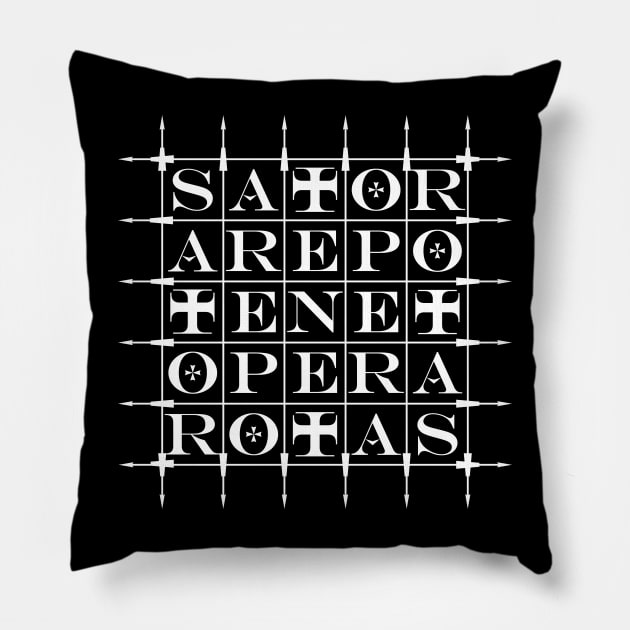 SATOR Square [WHITE] Pillow by PeregrinusCreative