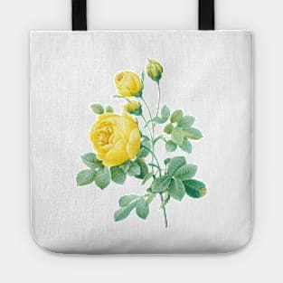 Yellow Rose Flower Vintage Botanical Illustration Tote