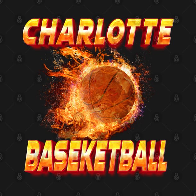 Vintage Basketball Colorful Charlotte Beautiful Name Teams by Irwin Bradtke