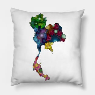 Spirograph Patterned Thailand Regions Map Pillow