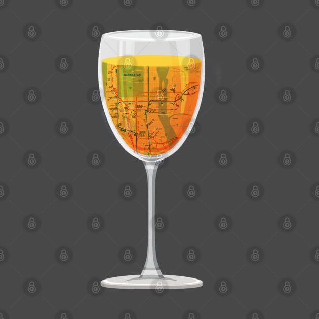 Orange Wine Glass Map NYC by Sommo_happiens