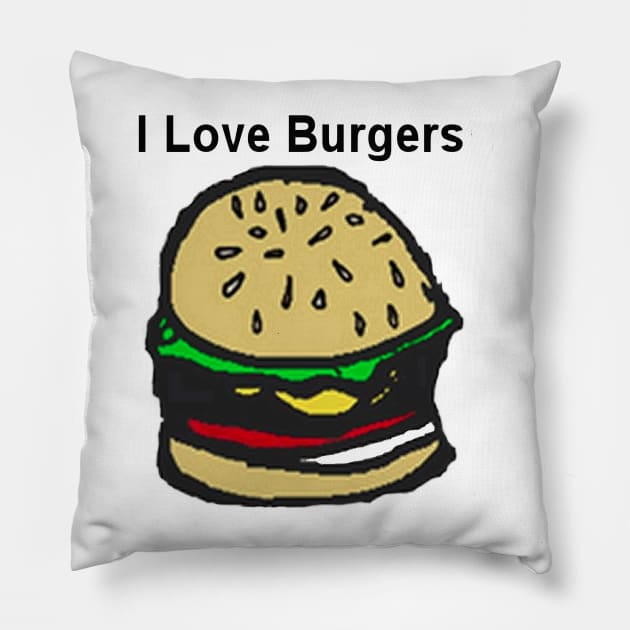 I Love Burgers Pillow by longford