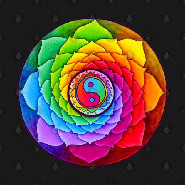 Healing Lotus Rainbow Yin Yang Mandala by rebeccawangart