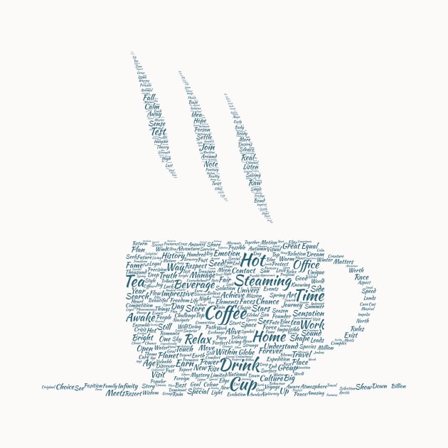 Tea Hot Cup Silhouette Shape Text Word Cloud by Cubebox