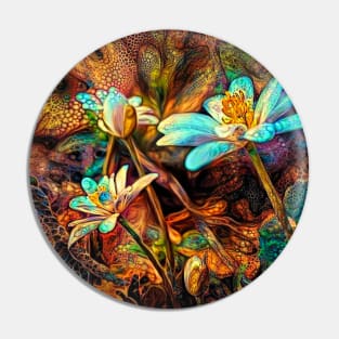 Fractal glowing spring flowers Pin