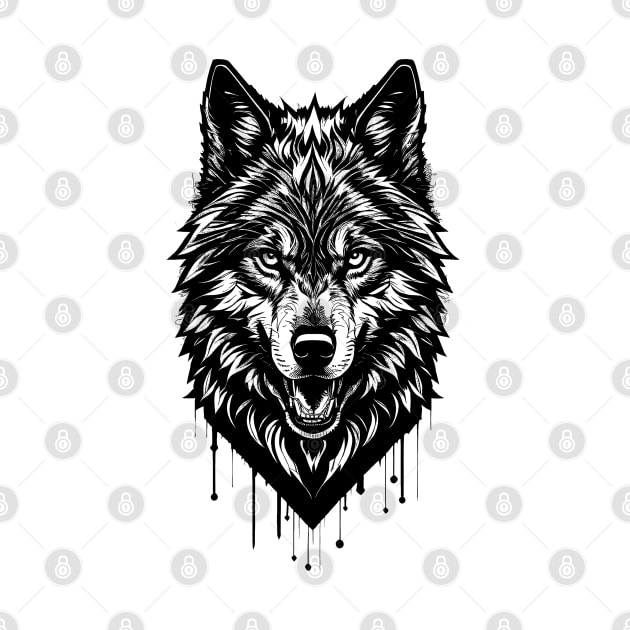 wolf ink art by DeathAnarchy