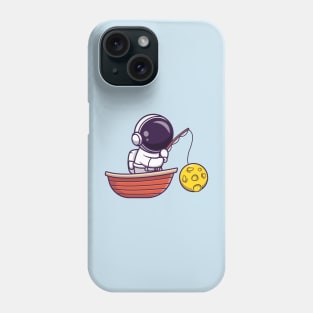 Astronaut Fishing Moon On Boat Cartoon Phone Case