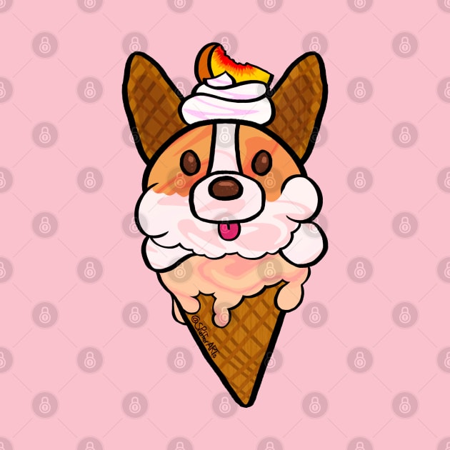 Peach Corgi Ice Cream by SPufferARTs