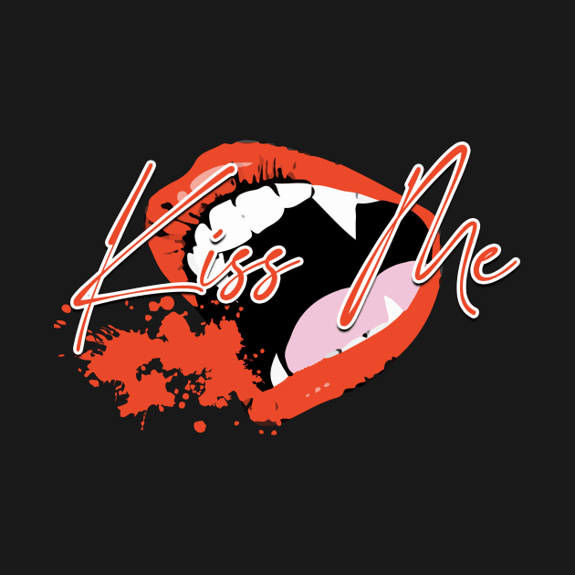 Kiss Me Valentine Vampire Blood Lips Teeth by The Lucid Frog