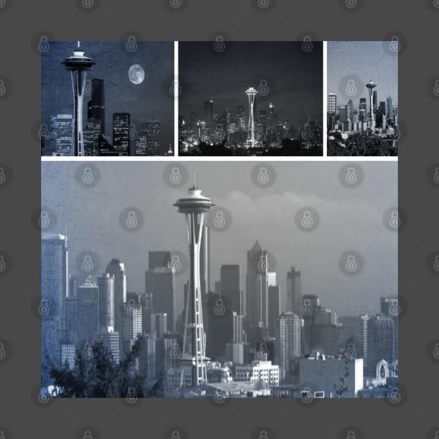 Grey Seattle Space Needle Collage by Christine aka stine1