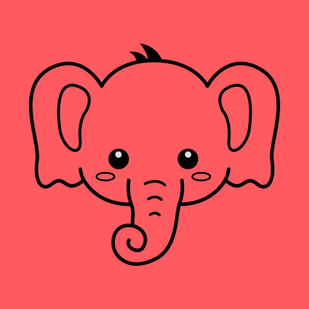 Elephant Head - Cute Illustration - Baby Elephants by samshirts