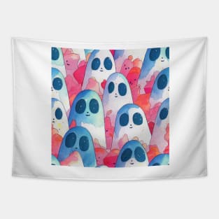 Watercolor kawaii ghosts pattern Tapestry